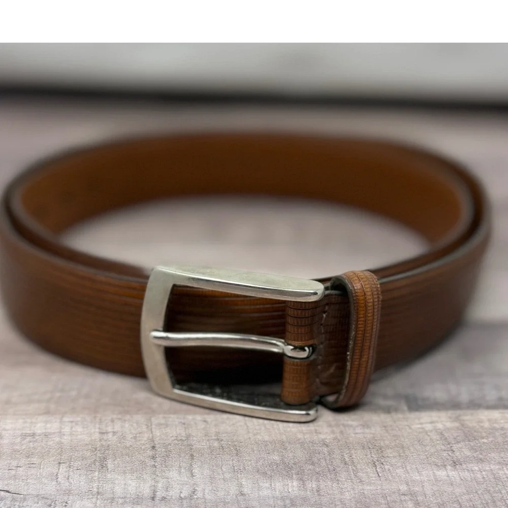 Trafalgar Molina Men Belt Lizard Embossed Italy Old Money Preppy Formal Textured